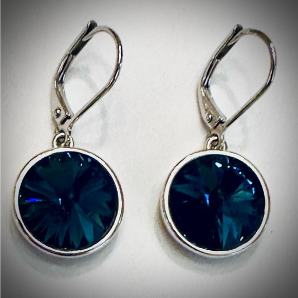 Swarovski Silver and Emerald Earrings - Picture 2 of 2